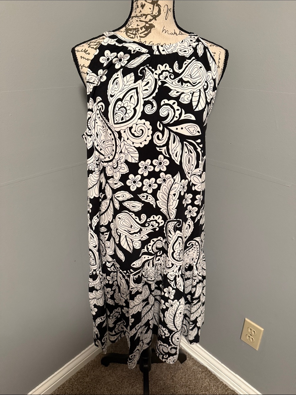 Loft Black and White Floral Dress